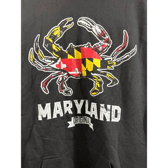 Maryland Crab Flag Pride of the Chesapeake Distressed Hoodie Size Medium Black - Picture 3 of 8